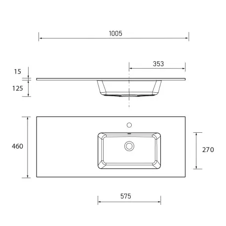 Plan vasque VILNA 1005 coquette à gauche pour meuble de 700 MINERALsolID MAT - SALGAR 97044