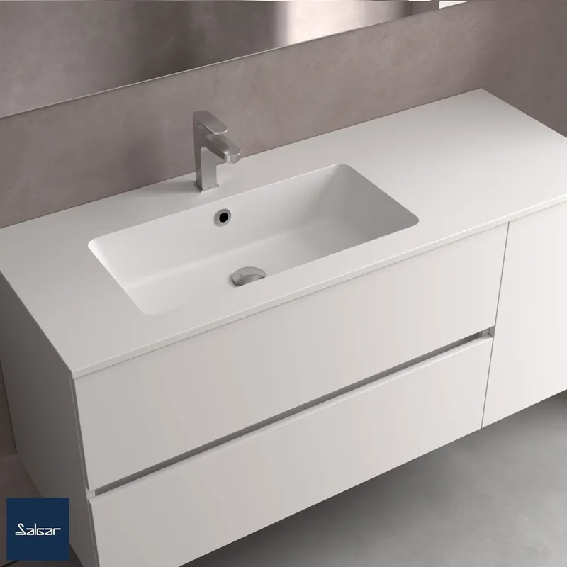 Plan vasque VILNA 1005 coquette à droite pour meuble 700 MAT - SALGAR 97045