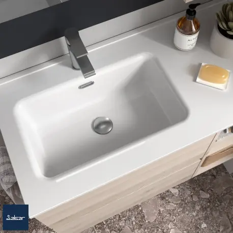 Plan vasque CONSTANZA 1000 coquette à gauche pour meuble 700 porcelaine blanche - SALGAR 97062