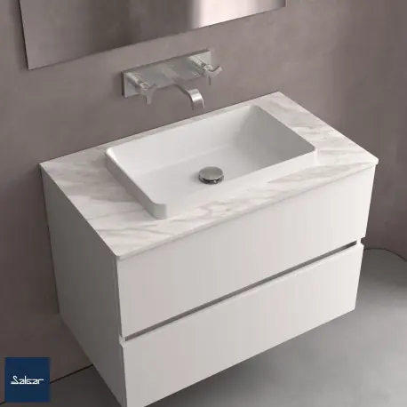 Vasques semi-encastrées MAEL solid surface blanc mat 502x44x301mm - SALGAR 97654