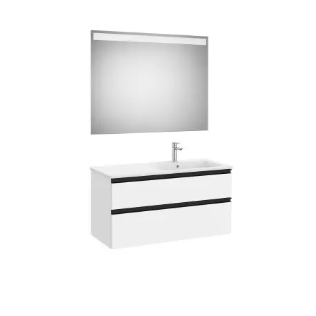The Gap Pack 2T Lavabo À Droite (Unik+Miroir) 1000Mm Blanc Mat/Poignées Noires - ROCA A851515509
