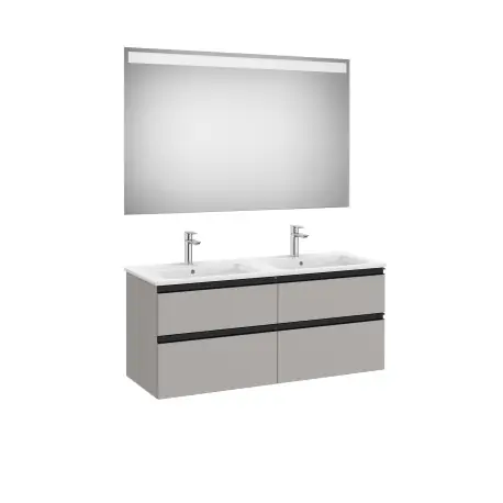 The Gap Pack 4 Tiroirs (Unik+Miroir) 1200Mm Gris Moyen Mat/Poignées Noires - ROCA A851516547