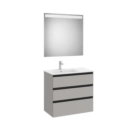 The Gap Pack 3T Lavabo À Gauche 800Mm Gris Moyen Mat/Poignées Noires - ROCA A851520547