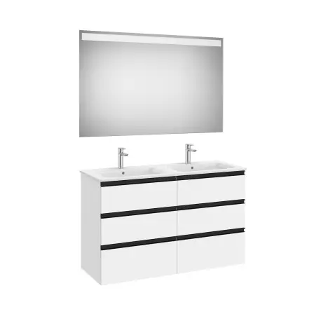 The Gap Pack 6 Tiroirs (Unik+Miroir) 1200Mm Blanc Mat/Poignées Noires - ROCA A851524509