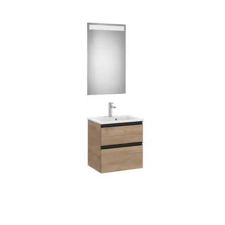 The Gap Pack Compact 2 Tiroirs (Unik+Miroir) 500Mm Noyer/Poignées Noires - ROCA A851525517