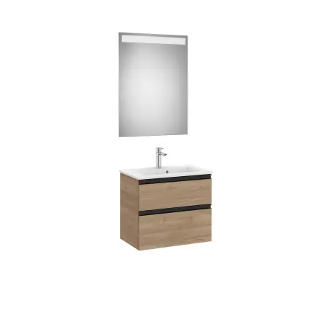 The Gap Pack Compact 2 Tiroirs (Unik+Miroir) 600Mm Noyer/Poignées Noires - ROCA A851526517