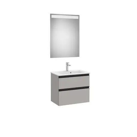 The Gap Pack Compact 2T (Unik+Miroir) 600Mm Gris Moyen Mat/Poignées Noires - ROCA A851526547
