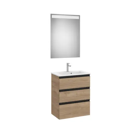 The Gap Pack Compact 3 Tiroirs (Unik+Miroir) 600Mm Noyer/Poignées Noires - ROCA A851529517