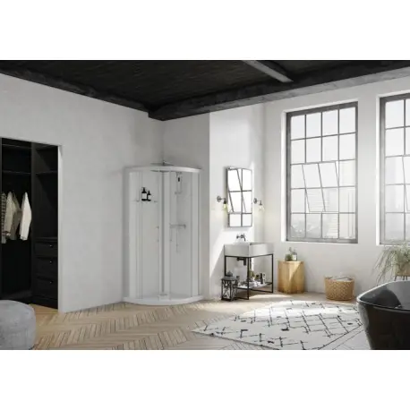 Cabine de douche Brooklyn 90 1/4 de rond verre transparent - KINEDO CA270GTNE