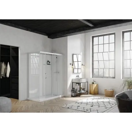 Cabine Brooklyn gris clt, 160x80 verre transparent, thermo - KINEDO CA242GTNE