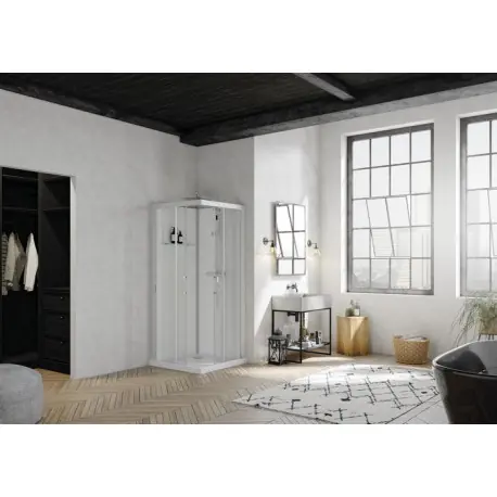 Cabine Brooklyn gris clt, 90x90 verre transparent, thermo - KINEDO CA250GTNE