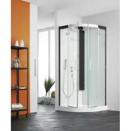 Cabine Horizon 2 Bas Pivotant 90 1/4 De Rond Th Noir - KINEDO CA138N12