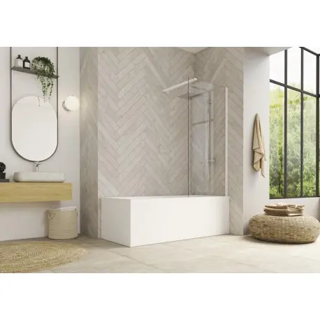 Pare-bain fixe Hydra 80x148 profilé blanc verre transparent - KINEDO PB130BTNE