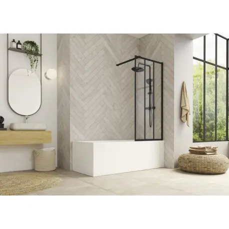 Pare-bain fixe Hydra 80x148 profilé noir factory - KINEDO PB130N2BVE