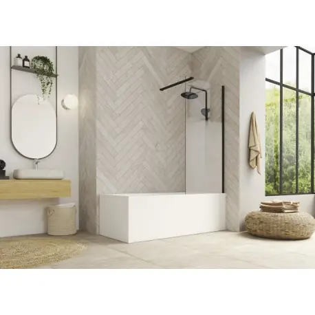 Pare-bain fixe Hydra 80x148 profilé noir sérigraphie Cosmos - KINEDO PB130NCOE