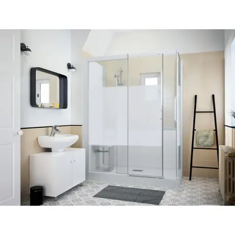 Kinemagic7 Sérénité 140x80 Angle Coulissant Mixte Dépoli 1 bande Thermostatique - KINEDO KT-1408-AMC-DB3-GS1