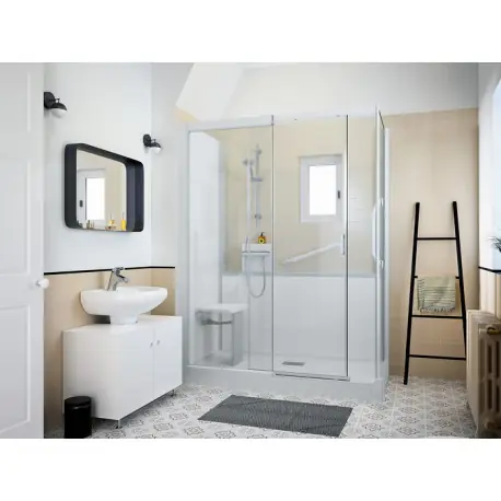 Kinemagic7 Sérénité 160x80 Angle Coulissant Mixte Transparent Thermostatique - KINEDO KT-1608-AMC-TN3-GSO