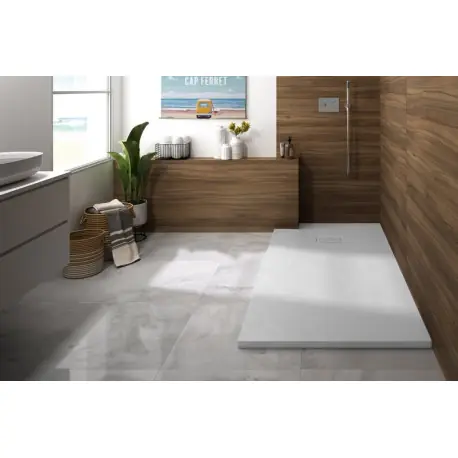 Receveur Kinerock Evo aspect minéral blanc 150x70 - KINEDO RD9023