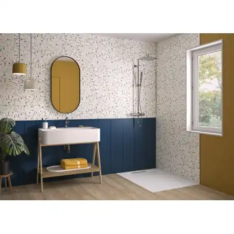 Panneau Mural Kinewal Design 3mm 1250X2500 Bardage + terrazzo bleu - KINEDO PM858