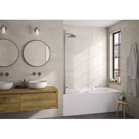 Pare-bain pivotant Lyra 80x152 profilé chromé verre transparent - KINEDO PB140CTNE