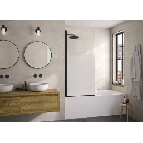 Pare-bain pivotant Lyra 80x152 profilé noir sérigraphie Cosmos - KINEDO PB140NCOE