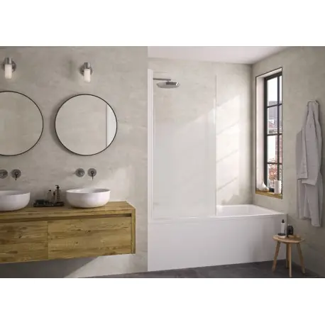 Pare-bain pivotant Lyra 80x152 profilé blanc sérigraphie Cosmos - KINEDO PB140BCOE