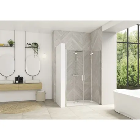 Smart Design pliante XXL sans seuil 120 profilé chromé verre transparent - KINEDO PA90101CTNE