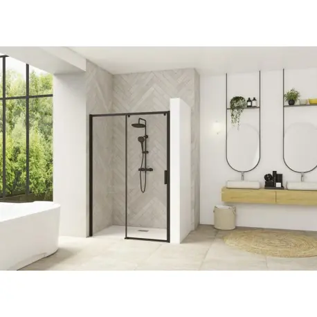 Smart Design coulissante sans seuil 170 profilé noir verre transparent g - KINEDO PA90124NTNEG
