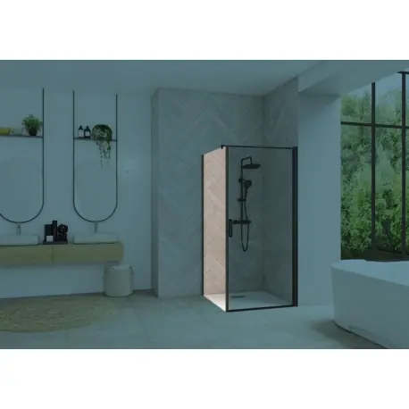 Smart Design fixe sans seuil 120 profilé noir verre transparent - KINEDO PA90158NTNE