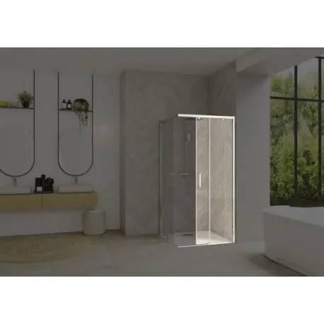 Smart Design accès d‘angle clt sans seuil 90 profilé chromé verre transparent d - KINEDO PA90164CTNED