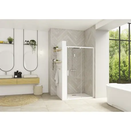 Smart Design coulissante 140 profilé blanc verre transparent - KINEDO PA90251BTNE