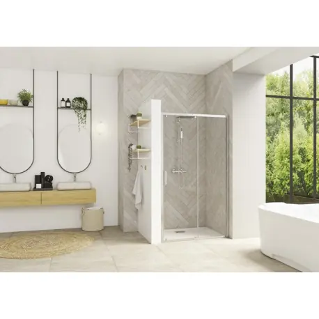 Smart Design coulissante 100 profilé chromé verre transparent - KINEDO PA90242CTNE