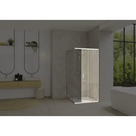 Smart Design accès d‘angle coulissant 120 profilé chromé verre transparent d - KINEDO PA90278CTNED
