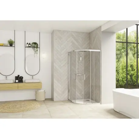 Smart Design coulissant 1/4 de rond 100 profilé chromé verre transparent - KINEDO PA90281CTNE
