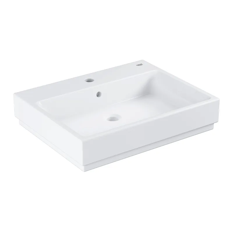 Cube Ceramic Vasque à poser 60x49cm, avec trop plein et trou pour robinetterie (3947700H)