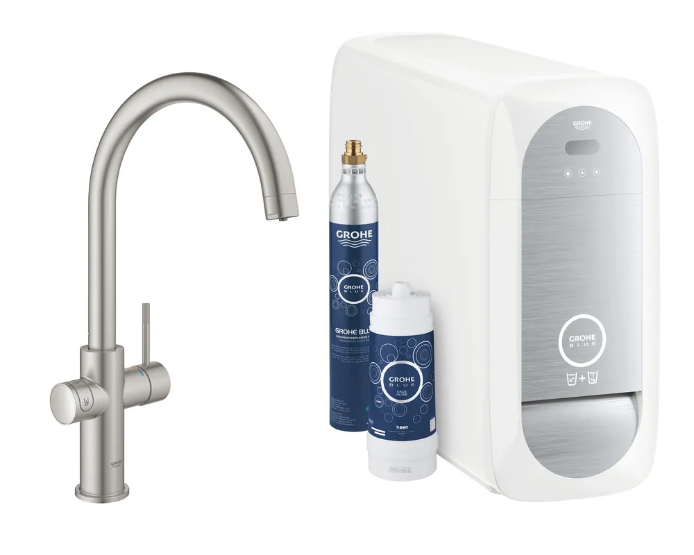 Blue Home Kit de démarrage Mitigeur bec C Supersteel (31455DC1)