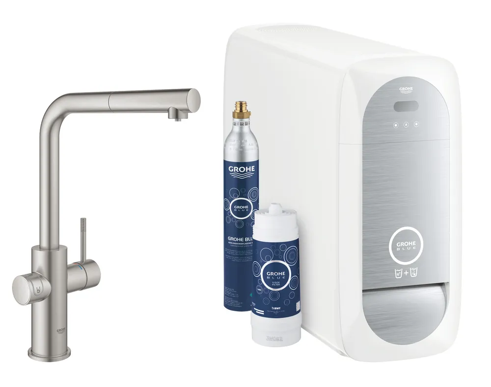 Blue Home Kit de démarrage Mitigeur bec L Supersteel (31539DC0)