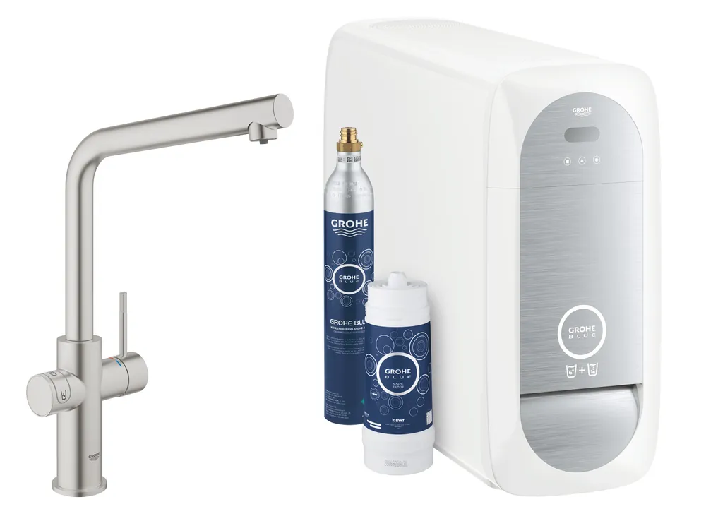 Blue Home Kit de démarrage Mitigeur bec L Supersteel (31454DC1)