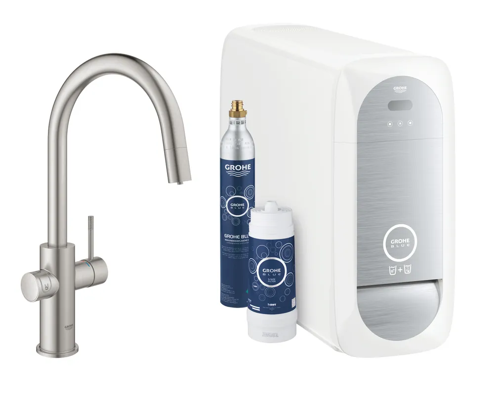 Blue Home Kit de démarrage Mitigeur bec C Supersteel (31541DC0)