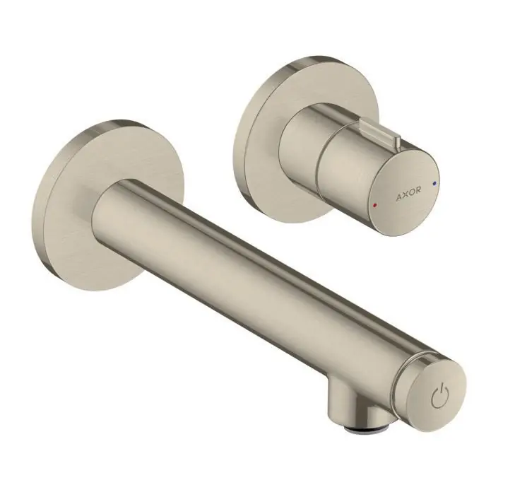 Uno Mitigeur lavabo Select encastré mural, bec 165mm, bonde à écoulement libre, nickel brossé (45112820)