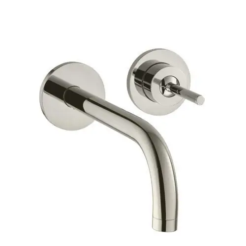 UNO Mitigeur lavabo encastré mural avec rosaces, bec 225 mm, bonde à écoulement libre, nickel brossé (38116820)