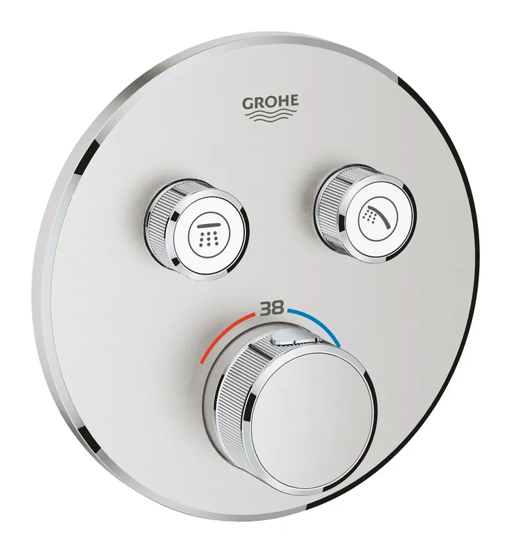 Grohtherm SmartControl Thermostatique pour installation encastrée 2 sorties, Supersteel (29119DC0)