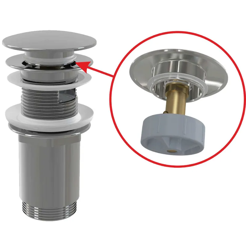 Bonde Clic-clac raccord 5/4", pour lavabo avec trop-plein, Laiton chromé (A392C)