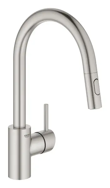 CONCETTO Mitigeur monocommande pour évier avec douchette extractible 2 jets, Supersteel (31483DC2)