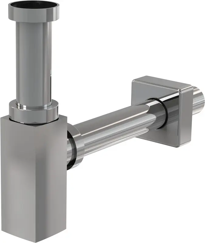 Siphon pour évier DN32 en métal, carrée (A401)