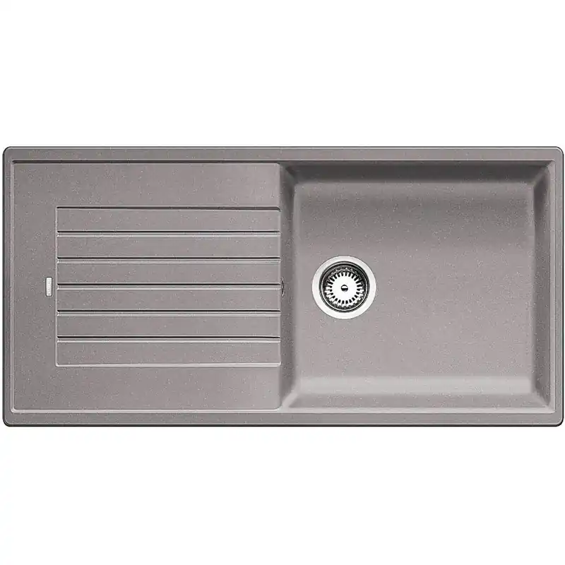 ZIA XL 6 S - évier composite de granit SILGRANIT PuraDur II, simple bac XL avec égouttoir, couleur aluminium