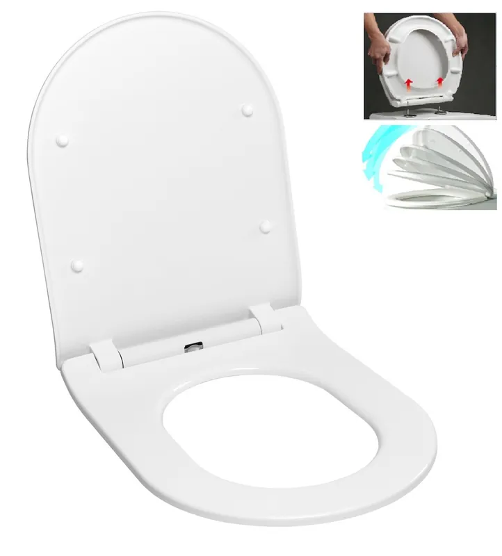 Abattant WC Ultra mince, à fermeture douce Softclose adaptable sur la plupart des cuvettes, blanc (EASYSLIM44)