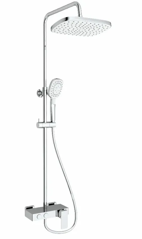 Colonne de douche avec mitigeur mécanique blanc / chrome et tête de douche XXL de 288mm (SATSSPHP)
