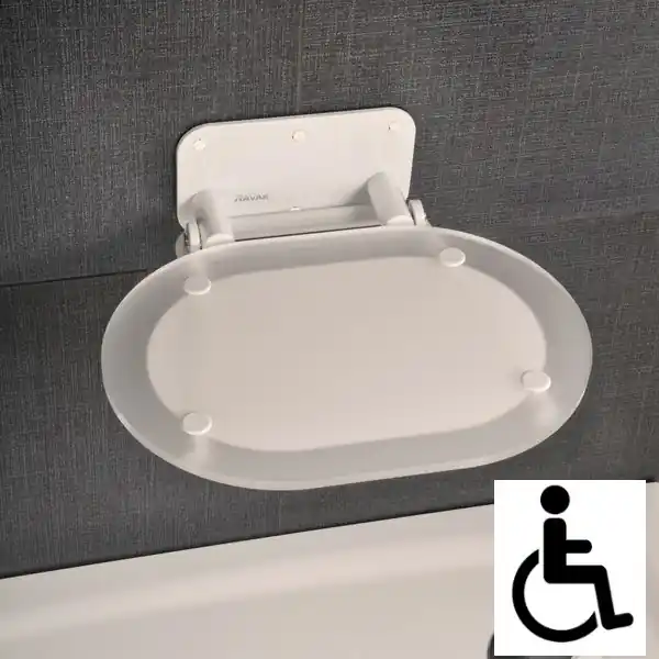Ovo Chrome siège de douche rabattable PMR pour cabine de douche blanc (B8F0000028)
