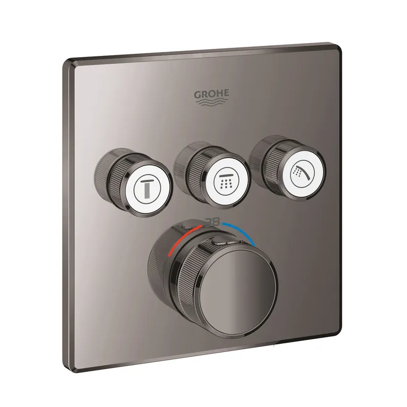 Grohtherm Smartcontrol Thermostatique pour installation encastrée 3 sorties, Hard graphite (29126A00)